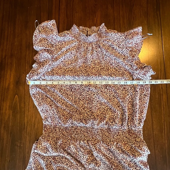 1. State Midi Dress Smocked Neck Ruffle Cap Sleeve Tiered Skirting, Size Large - Picture 14 of 15